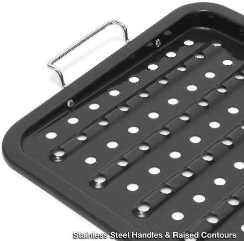 Black Porcelain Grill Topper with Stainless Steel Handles