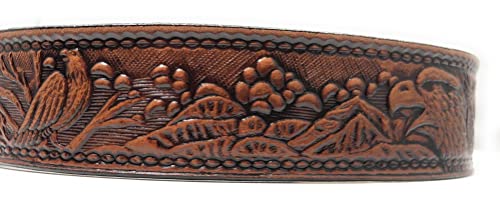 Eagle Design Handmade Mens Leather Belt Western Work Casual Belt 1.5" Wide Color Cocoa Brown (36) #TOP3