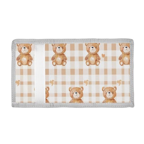 ALAZA Kids Wallets for Boys Girls Toddler Trifold Wallet Children Small Bear Checked with Zipper Coin Pocket2