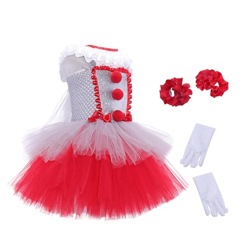 Vestido de payaso para niñas, disfraz de princesa de payaso, falda de red para niños de 3 a 11 años, Halloween, Navidad, cumpleaños
