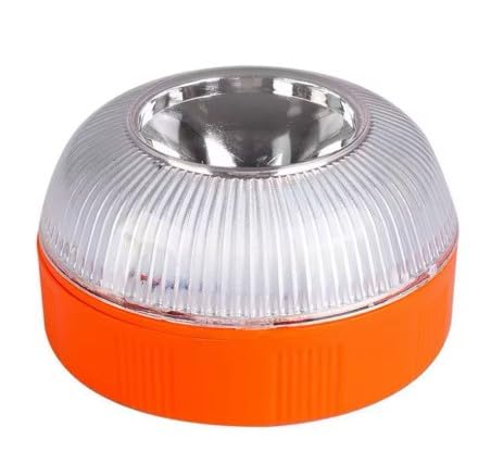 Genérico Luz de Emergencia V16 para Señalización en Carretera de Coche y Moto. Luz Amarilla Intermitente y Blanca Fija con Encendido Automático, Base Imantada y Batería Recargable. No GPS.