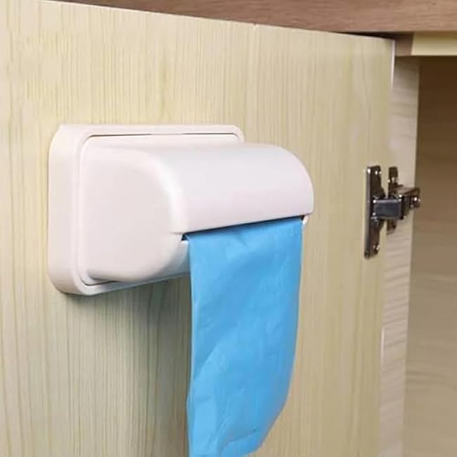 2PCS Trash Bag Dispenser Roll Holder 2Pcs Punch-Free Kitchen Plastic Bag Holder Wall Mounted Garbage Bag Organizer Under Sink for Kitchen Cabinet, Grocery Bag Dispenser