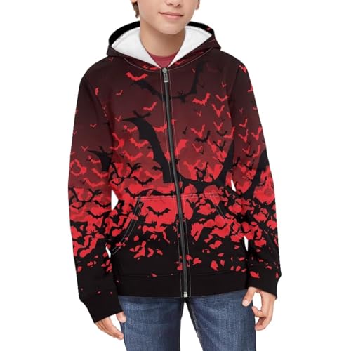 Image of Unisex Zipper Sweatshirt Boys Girls Hooded with 2 Pocket Pullover Hoodies for 6-16Y Kids