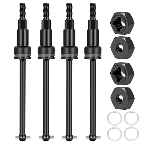 BRKRC Steel CVD Drive Shaft Front and Rear CVD Driveshaft Wheel Hex Adater Set for Arrma 1/18 Granite Grom Typhon Grom Mega 380 Upgrade Parts (Black)