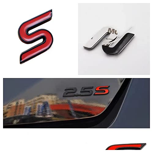 Image of S Emblem 3D Metal Badge Sticker Letter Suitable for Q50 Q50L Q30 Q70 (Red Blcak Outline)