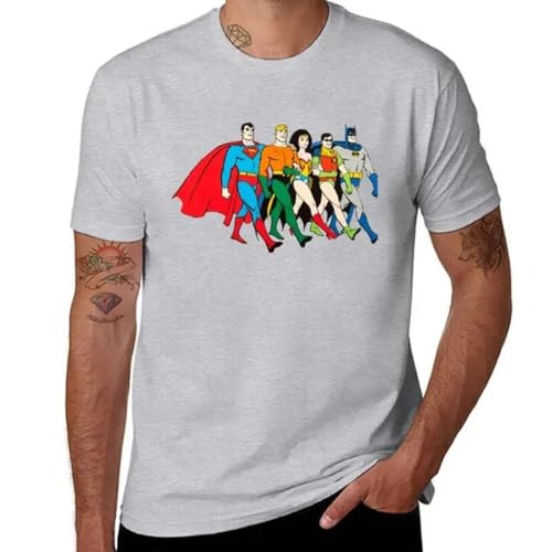 AMdeTUNS Super Friends T-Shirt Graphics t Shirt Black t Shirts Heavyweight t Shirts for Men Grey XXL