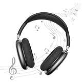 SOAMOEU Head-Mounted BT Headset, Stereo Headset, Wireless On-Ear Headphones, Active Noise Cancelling Headphones, Deep Bass Headset for Adults, TV, Travel, Home, Office, Gym (Black)