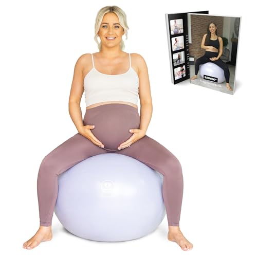 Image of BABYGO® Birthing Ball for Pregnancy Maternity Labour & Yoga + Our 100 Page Pregnancy Book, Exercise, Birth & Recovery Plan, Anti-Burst Eco Friendly Material