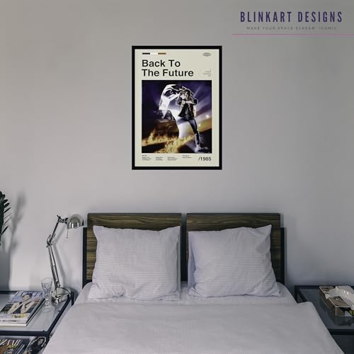 Image of BLINKART Back To The Future Movie Poster Frame 12x18 Inch | Premium 300 GSM Paper Wall Print | Mid Century Vintage Film Artwork for Home, Bedroom, Living Room, Office | Framed Photo Decor