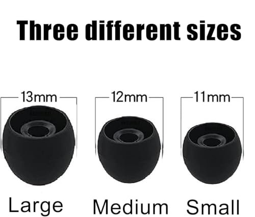 Image of REDWIND Replacement Earphone Silicone Rubber Eartips 3-Size, 12 Caps for Realme Boat JBL Oppo Vivo Samsung One Plus Wired & Bluetooth Neackband Earpads(Inner Hole 3.8mm -4.8mm 6-Pair) (Black)