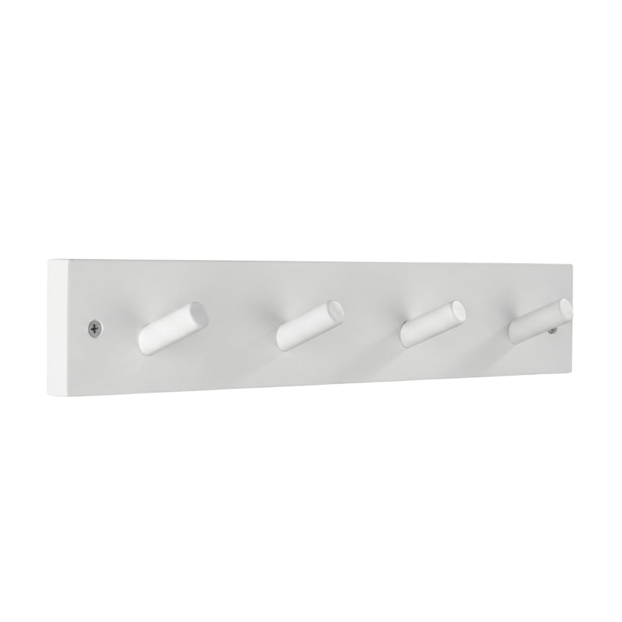 Keypak White Wooden Coat Hooks – Wall-Mounted Coat Rack – 46 Cm Modern Wooden Hook Rail With 4 Heavy-Duty Hooks For Coats, Jackets & Hats – Includes Fixings For Easy Installation