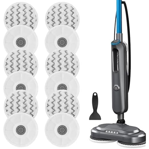 PIGUOAT 12 Pack 3897A Pads Fit for Bissell SpinWave SmartSteam Scrubbing Steam Mop Cleaner 3897A Rotating Mop Pads 3712 3712W, Part No 1641112(12 Scrub Mop) Cover