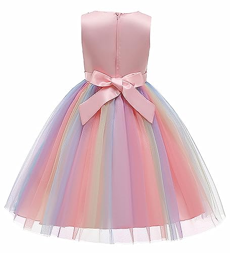 Flower Girls Sequins Rainbow Dress Birthday Party Pageant Ball Gown Prom2