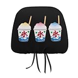 車用ヘッドレストカバー 3種類のかき氷 2枚セット カーまくらカバー 車用ネックパッドカバー おしゃれ かわいい ヘッドレストの装飾 カー用品 取付簡単 通気 自動車 汎用 旅行 運転