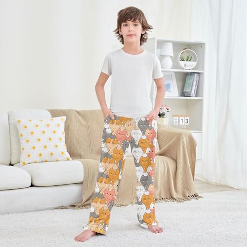 Boys' Pants Cute Funny Cat Long Bottoms Jogger Pants Elastic Waist Trousers with Pockets S-XL3