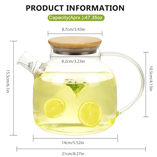 Théière pour feuilles en vrac en verre résistant pour eau bouillante