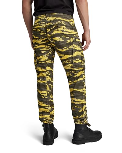 G-STAR Raw - Mens Rovic Zip 3D Regular Tapered Pants, Color Dk Lemon Tiger Camo, Size: 34W x 36L2