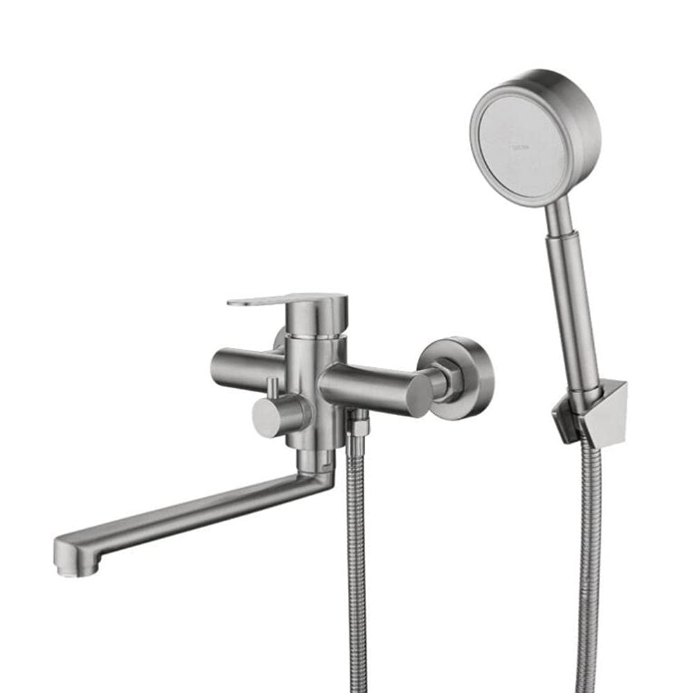 Robinet mural brossé multifonctionnel avec inverseur douche pour un confort de bain optimal
