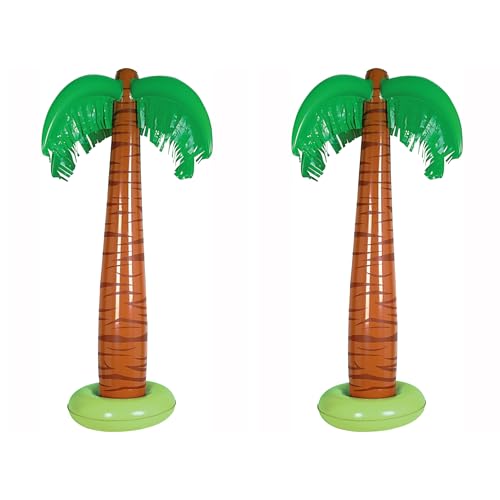 Beistle Inflatable Palm Trees &ndash; 2-Pack Tropical Party Decorations with Realistic Green Leaves...
