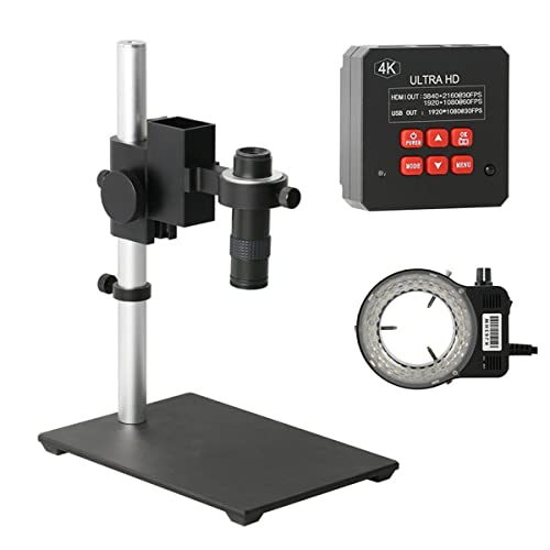 Microscope 38MP 4K Digital Microscope Camera, Continus Zoom 100X 130X 180X 300X 500X C Mount Lens(C)