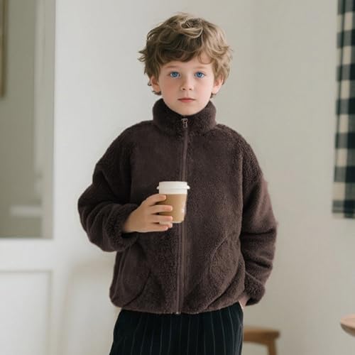 AIWUHE Toddler Girls Boys Fleece Jacket Kids Polar Fleece Zipper Jacket Soft Fall Winter Warm Outerwear With Pockets 2-8Y3