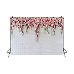 7x5ft White Brick Wall Floral Backdrop with Hanging Flowers – Spring Garden Photo Backdrop for Bridal Shower, Baby Shower, Birthday Party, Wedding Photography Decoration 134 - Image 3