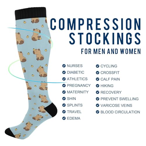 Wusikd Funny Capybaras Compression Socks for Women and Men Circulation Long Socks for Athletic Running 14