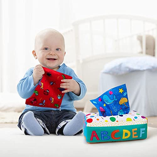 Teytoy My First Baby Tissue Box, Soft Stuffed High Contrast Crinkle Montessori Square Sensory Toys Juggling Rainbow Dance Scarves For Toddler, Infants, Newborns And Kids Educational Preschool Learning #TOP5