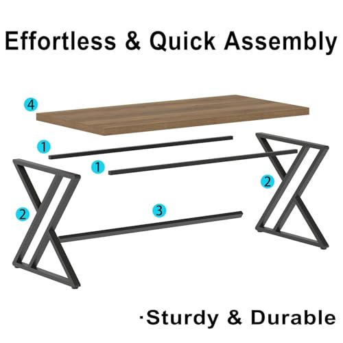 LVB Wood Computer Desk, Rustic Home Office Executive Desk for Bedroom, Industrial Wooden Computer Writing Study Work Gaming Table, Modern Metal PC Student Simple Desk with Storage, 55 Inch, Rustic Oak - Image 7