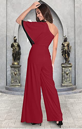 Image of KOH KOH Womens 2026 One Off Shoulder Asymmetric Long Pant Jumpsuit Romper