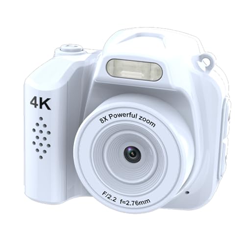 Image of banapoy Small Digital Camera, 4K HD 64MP Compact CCD Vlog Camera with LED Fill Light and 19 Retro Filters, for Students Travel Outdoor Photography (White)