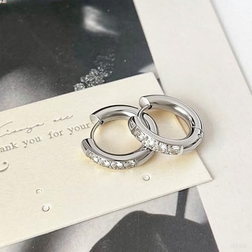 LunarCharm 1 Paar kleine silberne Creolen, aus chirurgischem 316L-Stahl, Scharnier-Creolen für Knorpel, Helix, Tragus, Ohrläppchen, leichte hypoallergene Ohrringe