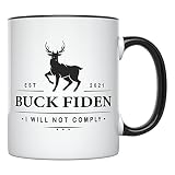 YouNique Designs Buck Fiden Coffee Mug, 11 Oz, Republican Gifts For Men, Political Gifts for Republicans, Anti Biden Gag Gifts, Conservative Gifts for Men, Gifts for Political Junkies (Black Handle)