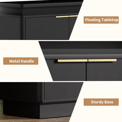 Image of LKTART 65.7 inch Sideboard Buffet Cabinet with Storage, LED Lights,Black