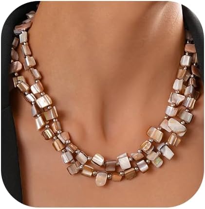 Colorful Beaded Necklace for Women Boho Layered Turquoise Choker Statement Necklace Punk Jewelry