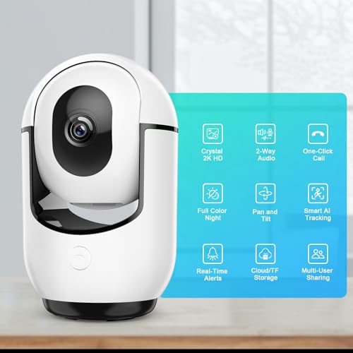 2K Indoor Security Camera for Home – 360° Pan/Tilt WiFi CCTV with Night Vision, Motion Detection, Pet Camera, Baby Monitor, 2-Way Audio, Remote App View, Works with Cloud & SD Card - Image 3