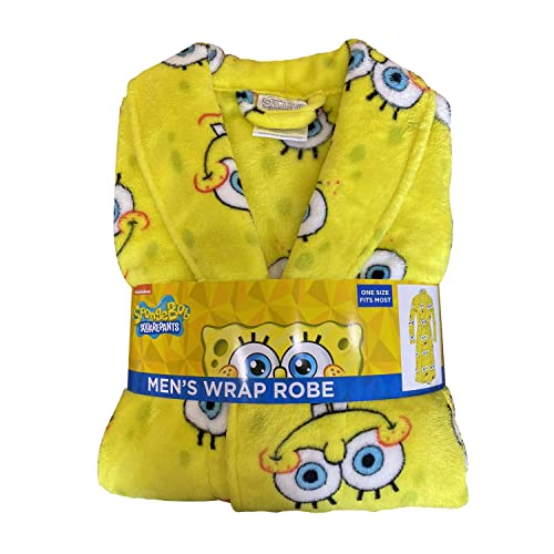 SUPER PLUSH Full-Length Long Sleeve Fleece Wrap Robe with SpongeBob Head toss design, One size Fits all3