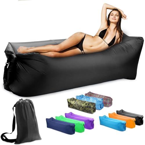 MeYuxg Sofá de camping con bolsa de transporte portátil, resistente al agua, sofá hinchable de 190 x 70 cm, sofá portátil hinchable, capacidad de carga hasta 200 kg, para camping, parque, playa, color