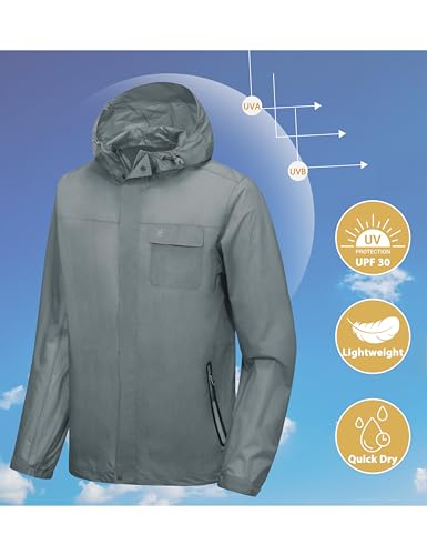 Image of Little Donkey Andy Men's Waterproof Rain Jacket Coat, Lightweight Raincoat Windbreaker with Hood for Golf Hiking, UPF 30