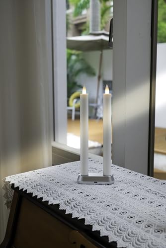 Image of Rechargeable Flameless Taper Candle with Remote Timer, 3D Moving Flame Real Wax Candles (Includes Remote Control, Charging Base, and USB Cable) (Rech-2Taper-White, 9in)