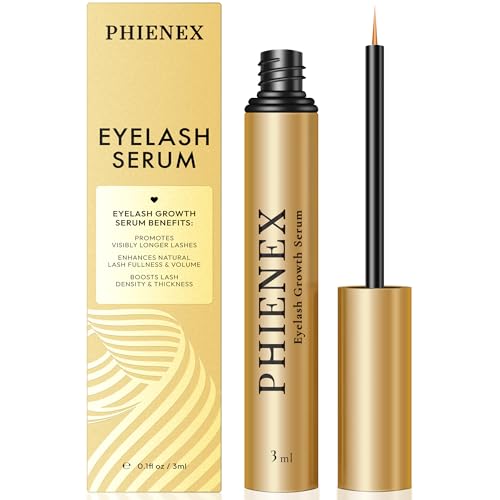 PHIENEX 2026 New Version Sérum crece pestañas, para crecimiento rápido, mayor densidad y pestañas más largas y voluminosas, con Complejo de Péptidos Botánicos US DermaCraft Labs - 3ml (Metálico)