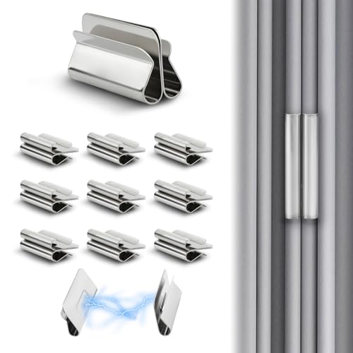 10 Pairs Curtain Magnets Closure Curtain Magnets Help Keep Curtains Closed Prevent Light Leakage. Strong Magnetic Curtain Clips for Bedroom & Office Curtains Shower Linings