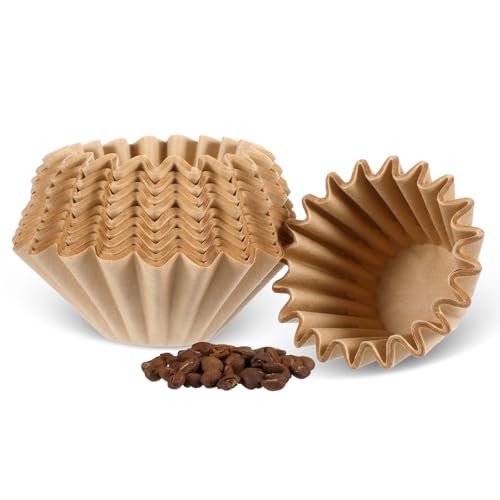 Grevosea 100 filtros de café pequeños, 4 tazas, 5 tazas, cesta desechable, filtro de café grueso de papel natural, filtro de café para uso comercial, accesorios para cafeteras (marrón)