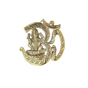 Aditri Creation Om Ganpati 12 Inches Metal Wall Door Hanging with Antique Finish Art Sculpture Home Decor/Decoration/Gift for Home/Interior Handcrafted/Wall Decoration/Gift