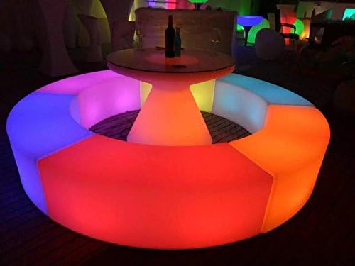 LED Glowing Bar Curved Sofa Stool Suit Waterproof Plastic Furniture Outdoor Furniture Living Room Garden Furniture Combo