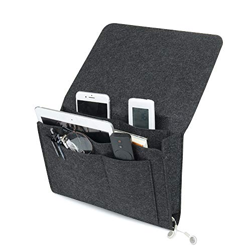 ZWOOS Bolsillo Organizador, Bolsillo para Cama Sofá Fieltro para Teléfono, Gafas, Remoto, Magzine, Libro(Gris Oscuro)