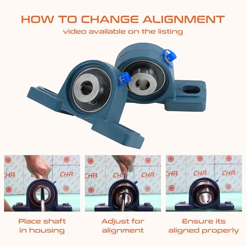 Image of CHR 2 Pack UCP201-8 Pillow Block Bearings | Mounted Pillow Block Bearings - Chrome Steel with 1 /2 inch Bore | ISO 9001-2015 Certified