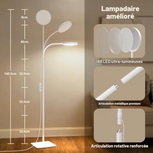 Lampadaire LED FLD632 10W Dimmable 3 teintes ZAPLIT