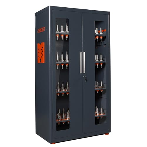 LYREIGN Large Capacity CNC Tool Holder Keeper with Lock, CNC Tool Holders Chests Cabinets Organizers, CNC Tool Storage Rack for Storehouse Factory Garage