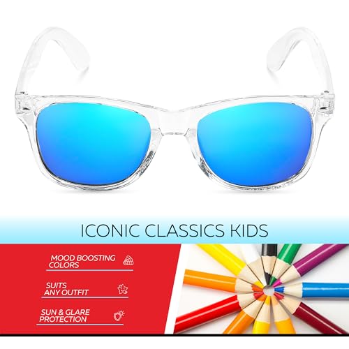 Image of Retro Rewind Kids Sunglasses for Boys Girls Age 3-12 - Shatterproof UV400 Toddler Children Sun Glasses